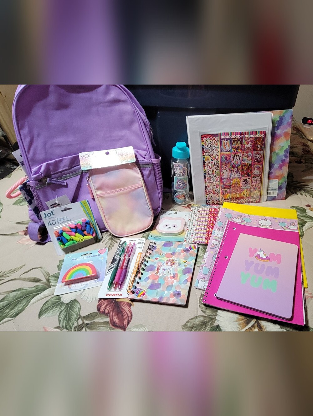 820- Lavender Backpack W Pink /Purple School Supplies